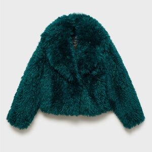 Dark green fur coat from mango